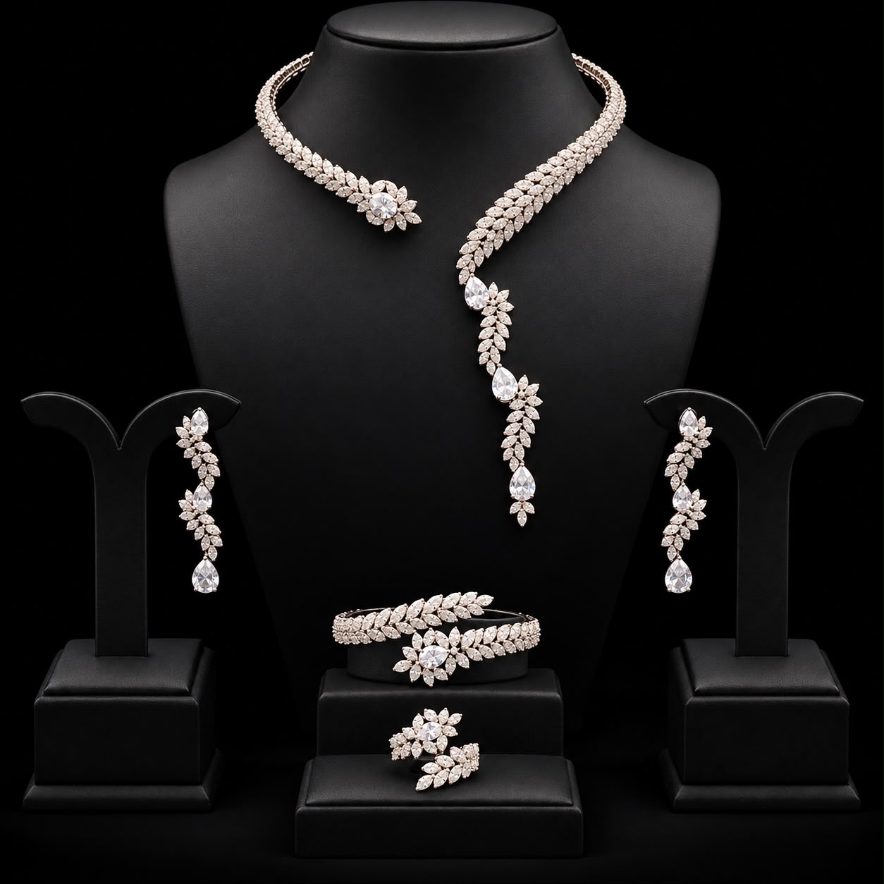 Blossom Vine Zircon Choker Set