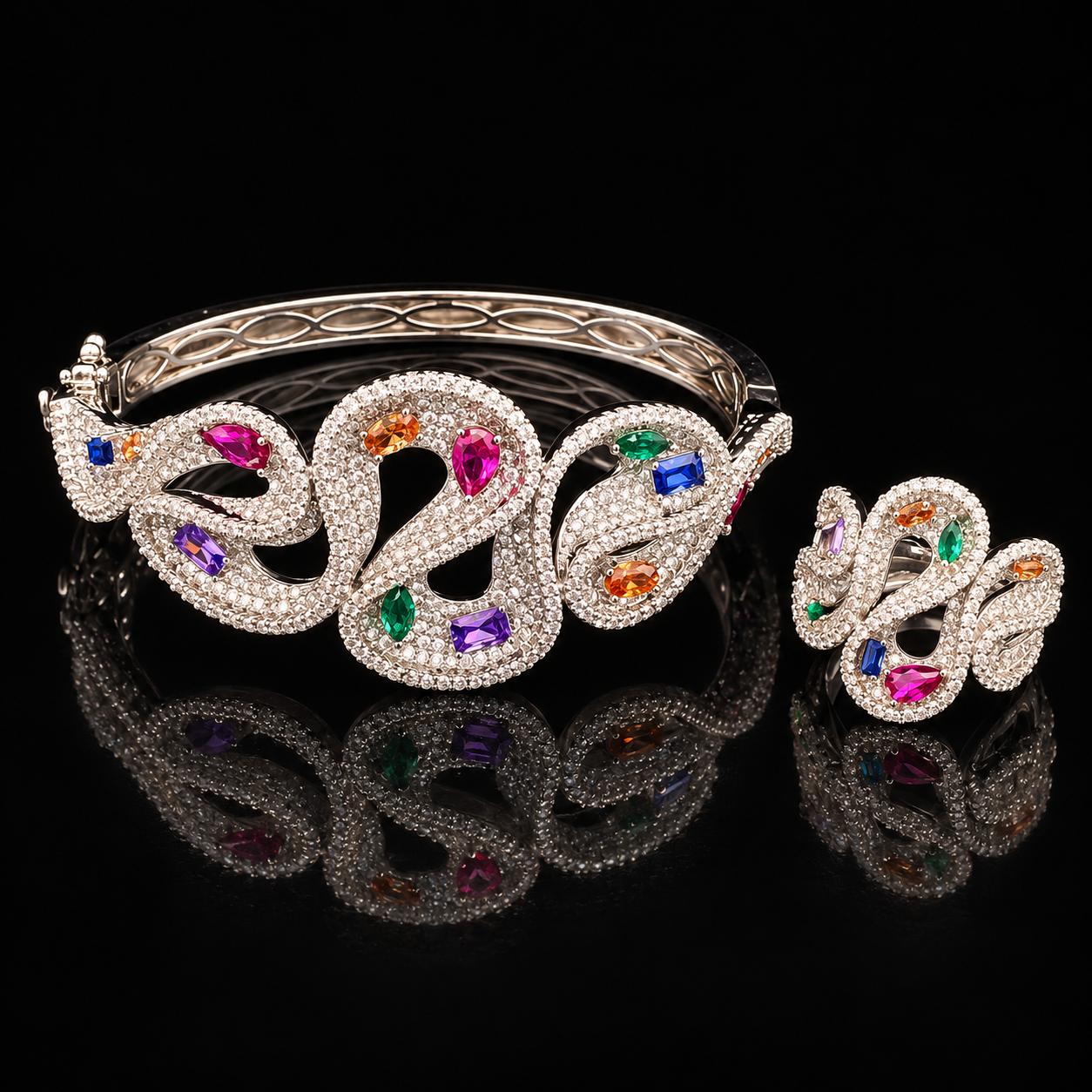Ribbon Radiance Zircon Bangle & Ring Set 4