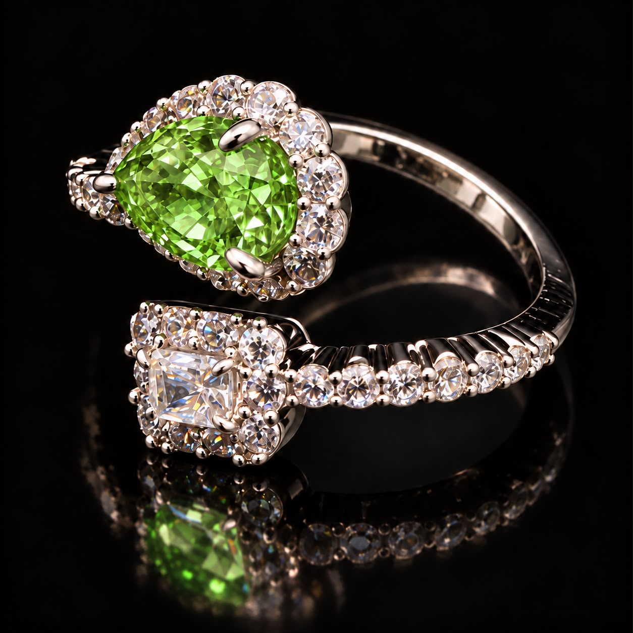 Dual Gemstone Open Zircon Ring 3