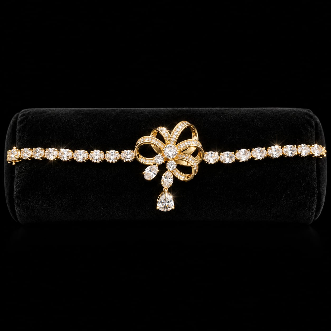 Golden Bow Ribbon Cubic Zircon Jewellery Set 5