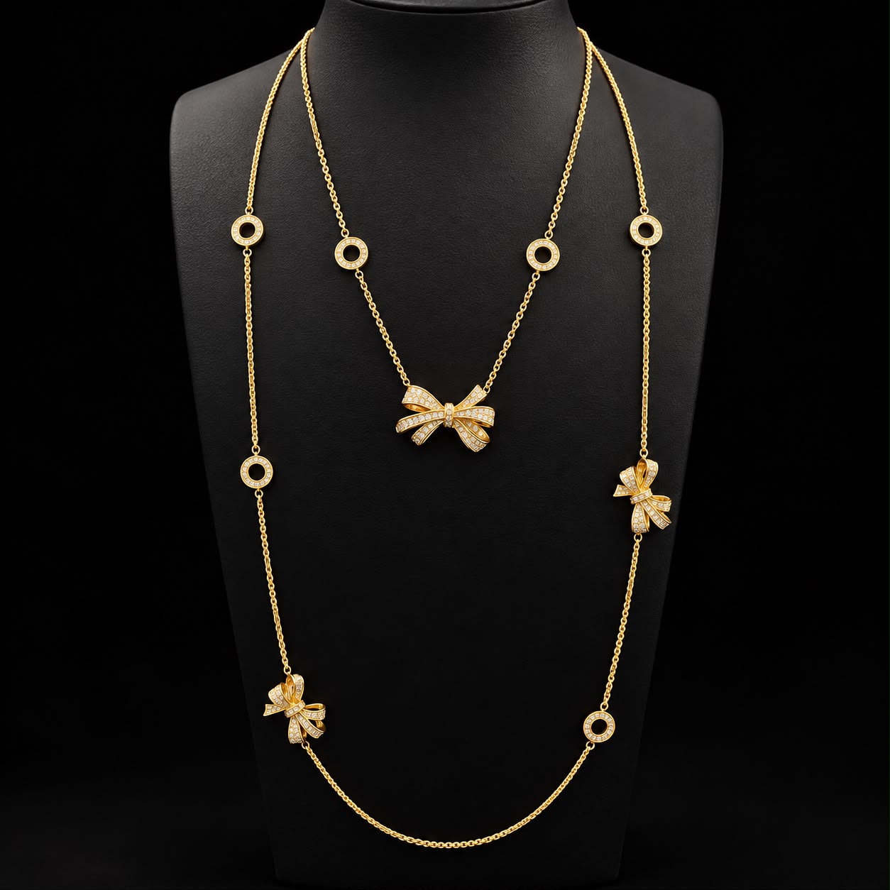 Ribbon Grace Long Chain Zircon Set  2