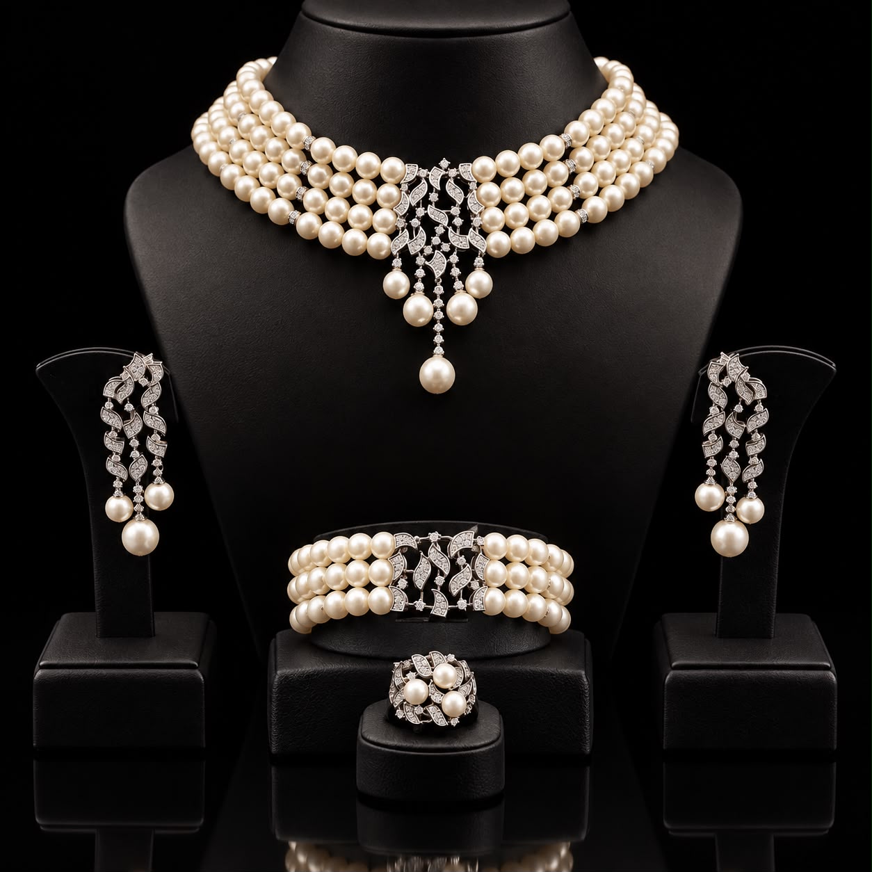Royal Pearl & Zircon Jewelry Set 2