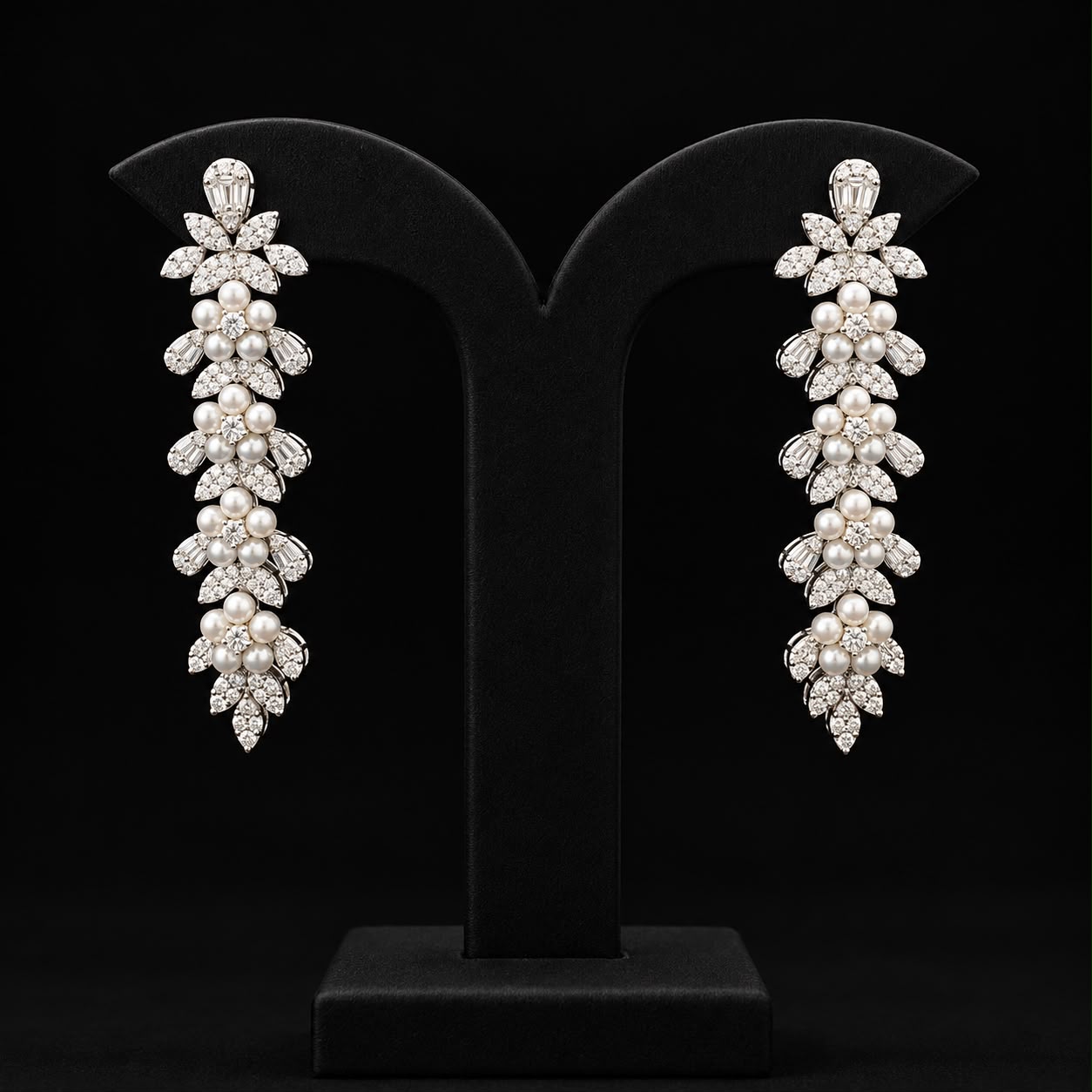 Pearl Blossom Zircon Earrings