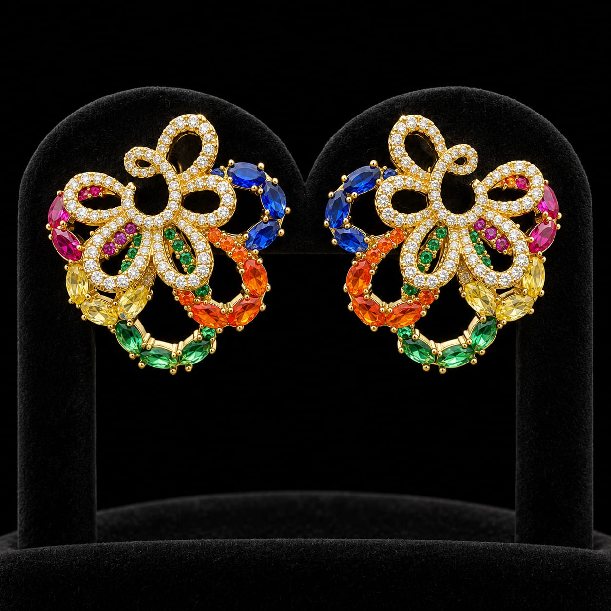 Multicolor Floral Zircon Jewelry Set 4