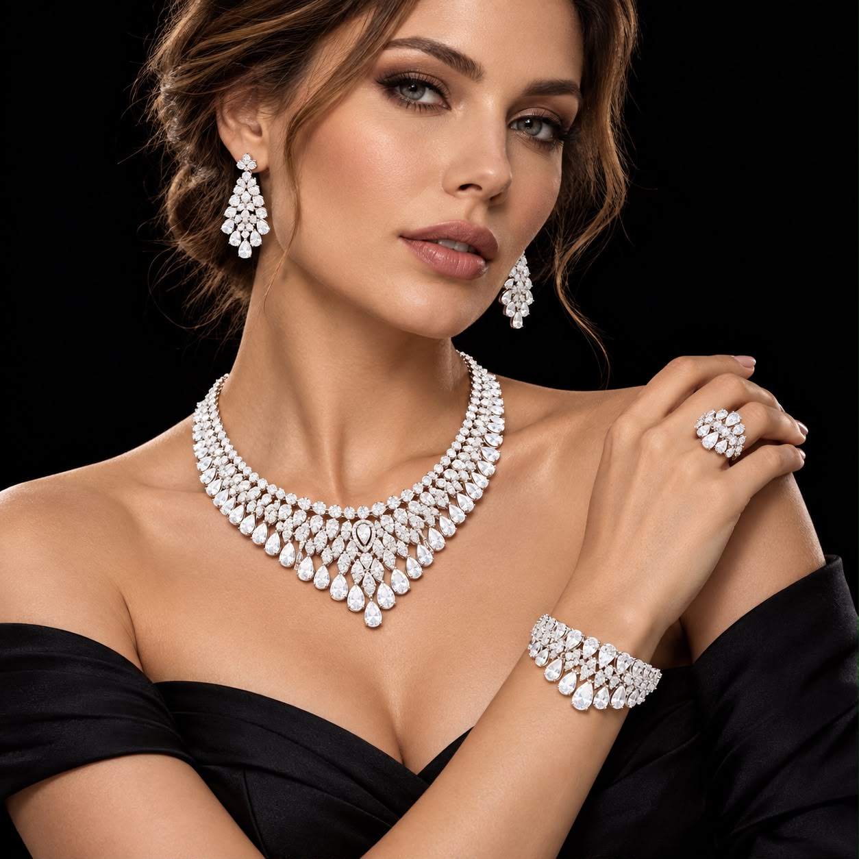 Lumina Cascade Zircon Bridal Set