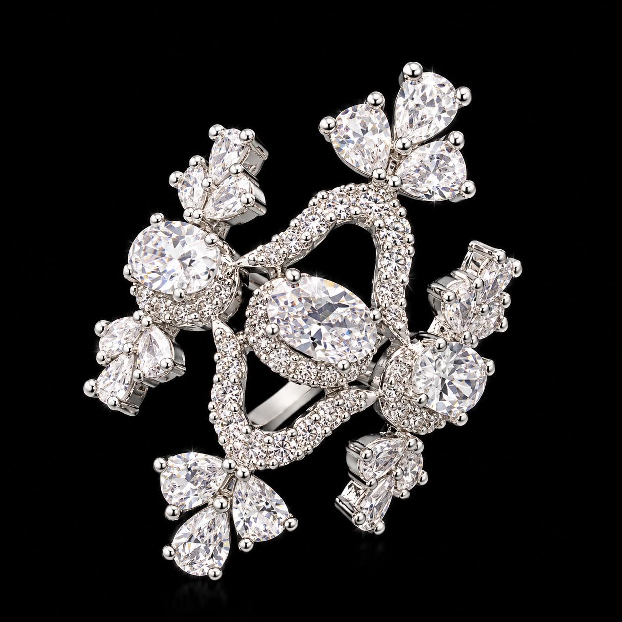 Royal Sparkling Zircon Bridal Necklace Set 6