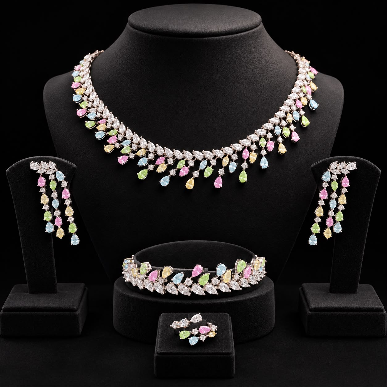 Multicolor Pastel Zircon Full Jewelry Set 2