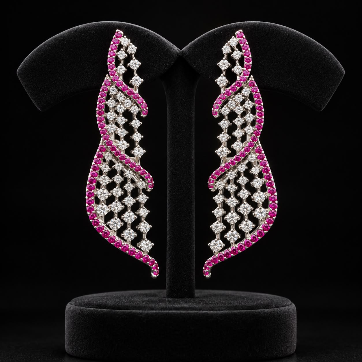 Fuchsia Wave Zircon Statement Jewellery Set 4