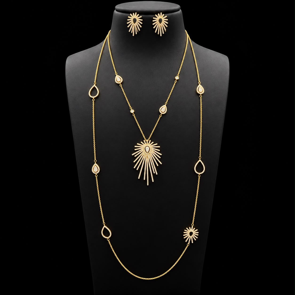  Gleaming Long Chain Zircon Set