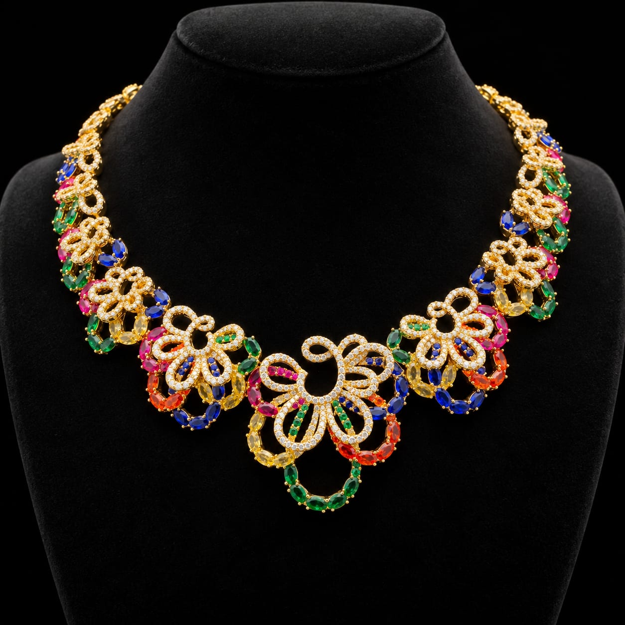 Multicolor Floral Zircon Jewelry Set 3