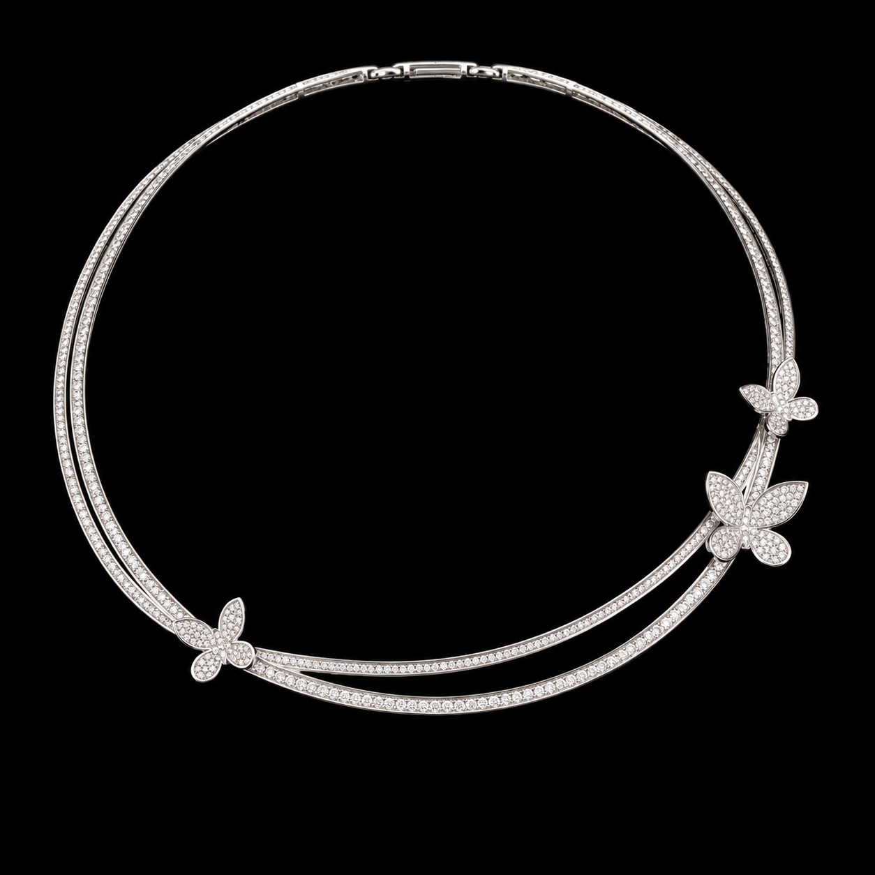 Sparkling Butterfly Cubic Zirconia Choker Jewelry Set 3