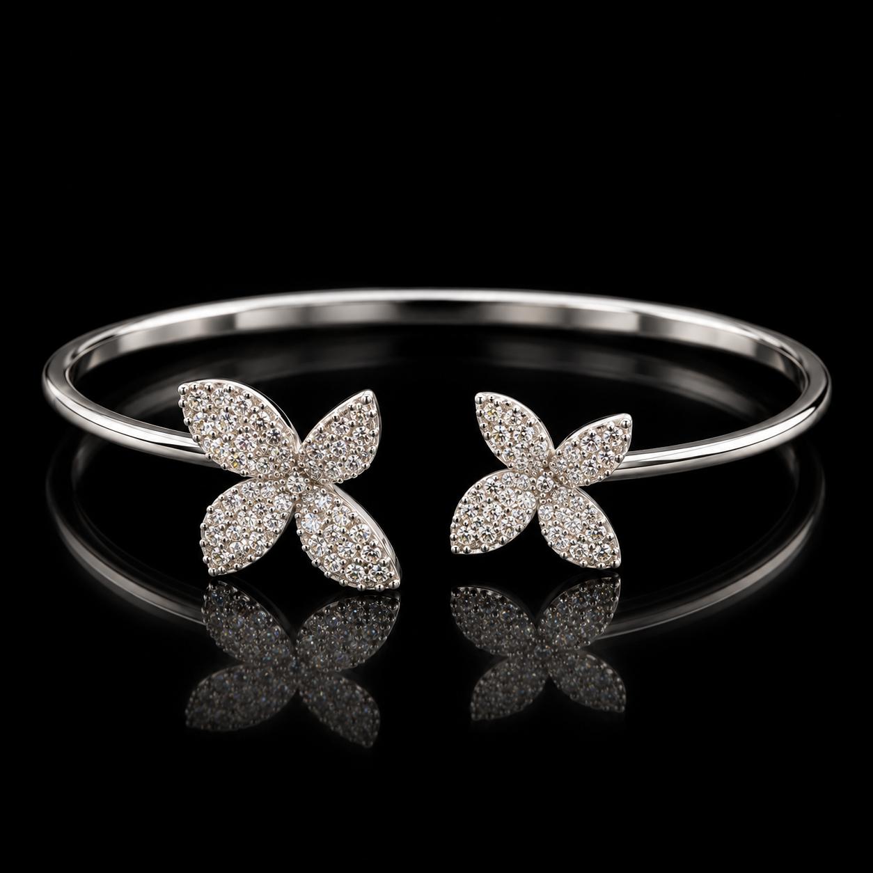 Blossom Duo Zircon Bangle & Ring Set 5