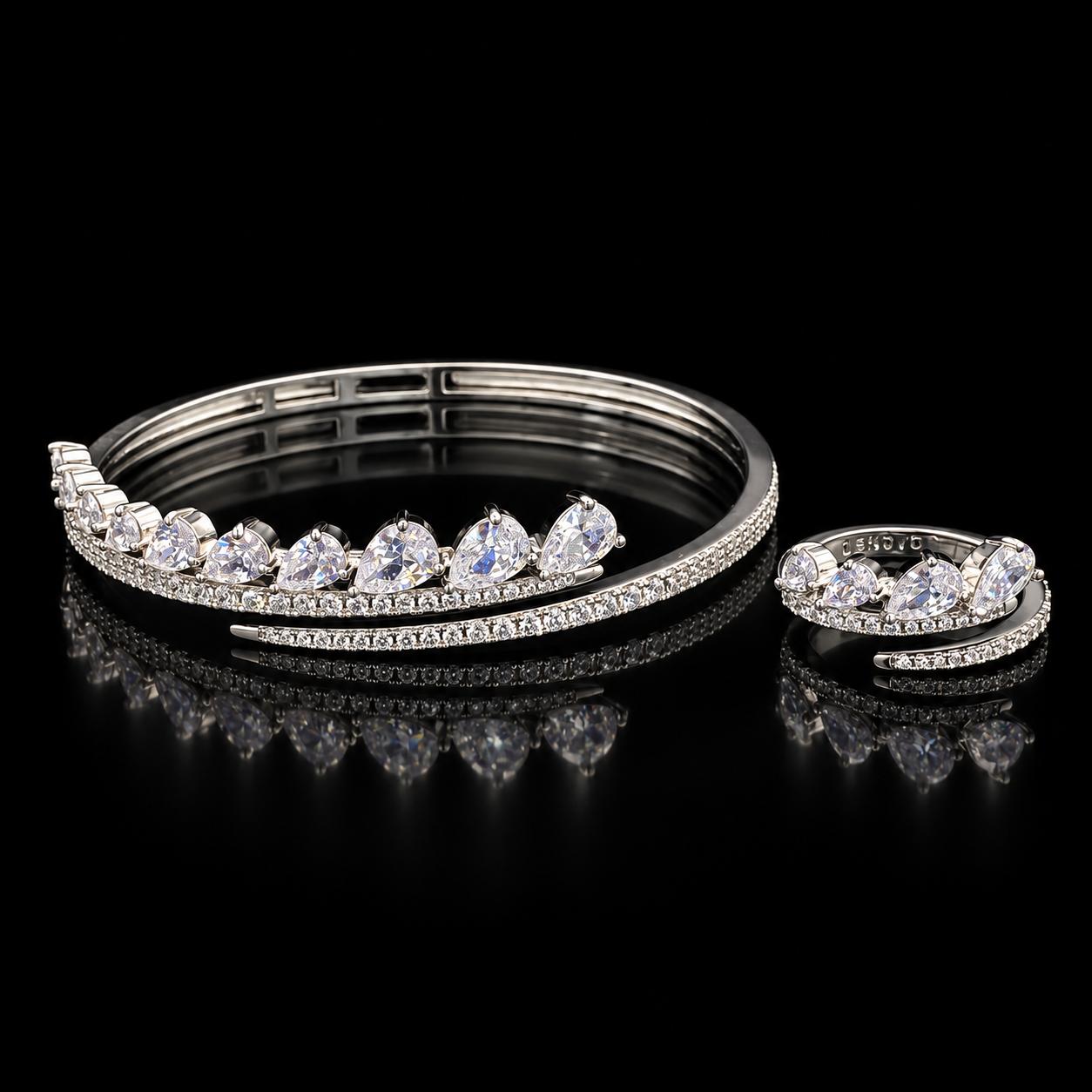 Teardrop Grace Zircon Bangle & Ring Set 4