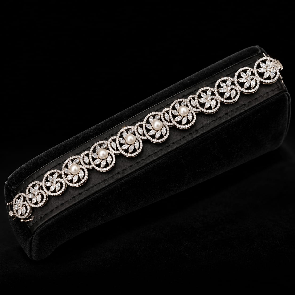 Royal Pearl Floral Zircon Jewellery Set 5